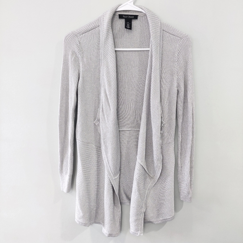 White House Black Market cardigan XS silver metallic long sleeve open front
